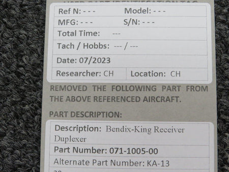 Bendix King 071-1005-00 (Alt: KA-13) Bendix-King Receiver Duplexer
