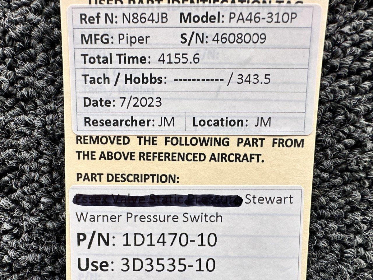 Stewart-Warner 1D1470-10 (Use: 3D3535-10) Stewart Warner Pressure Switch