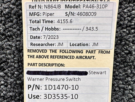 Stewart-Warner 1D1470-10 (Use: 3D3535-10) Stewart Warner Pressure Switch