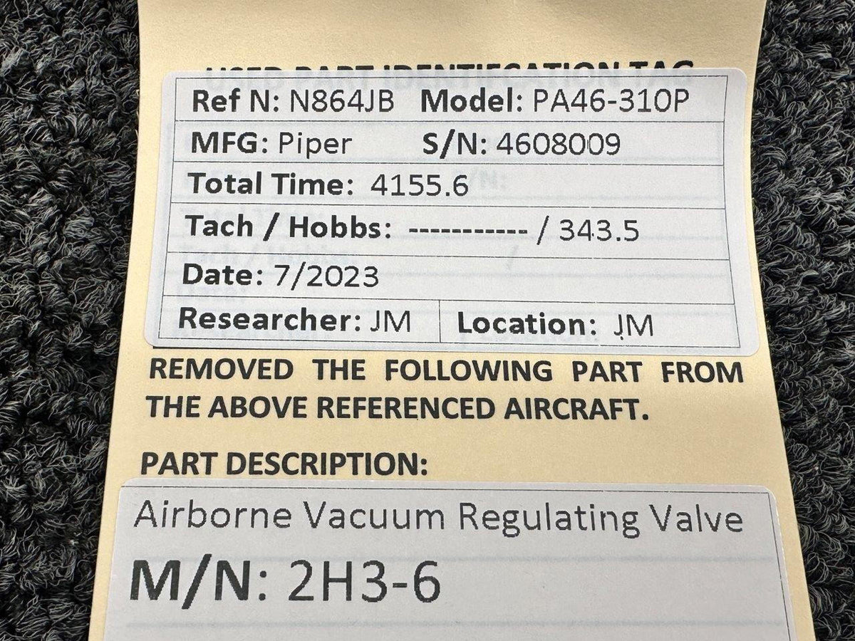Airborne 2H3-6 Airborne Vacuum Regulating Valve