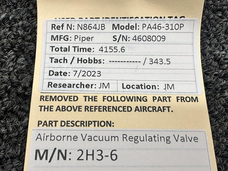 Airborne 2H3-6 Airborne Vacuum Regulating Valve