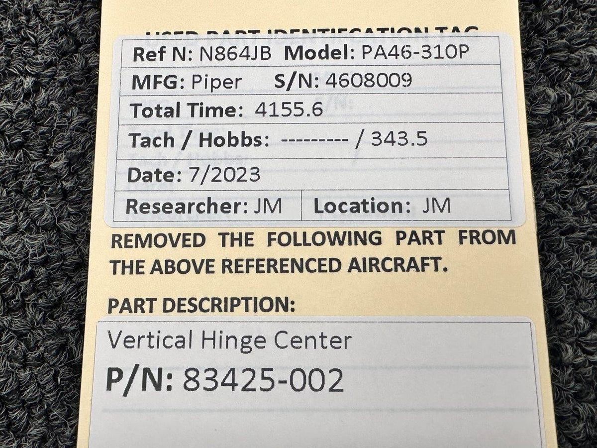 Piper Aircraft Parts 83425-002 Piper PA46-310P Vertical Hinge Center