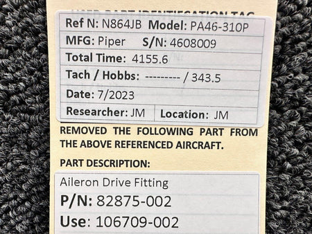 Piper Aircraft Parts 82875-002 (Use: 106709-002) Piper PA46-310P Aileron Drive Fitting