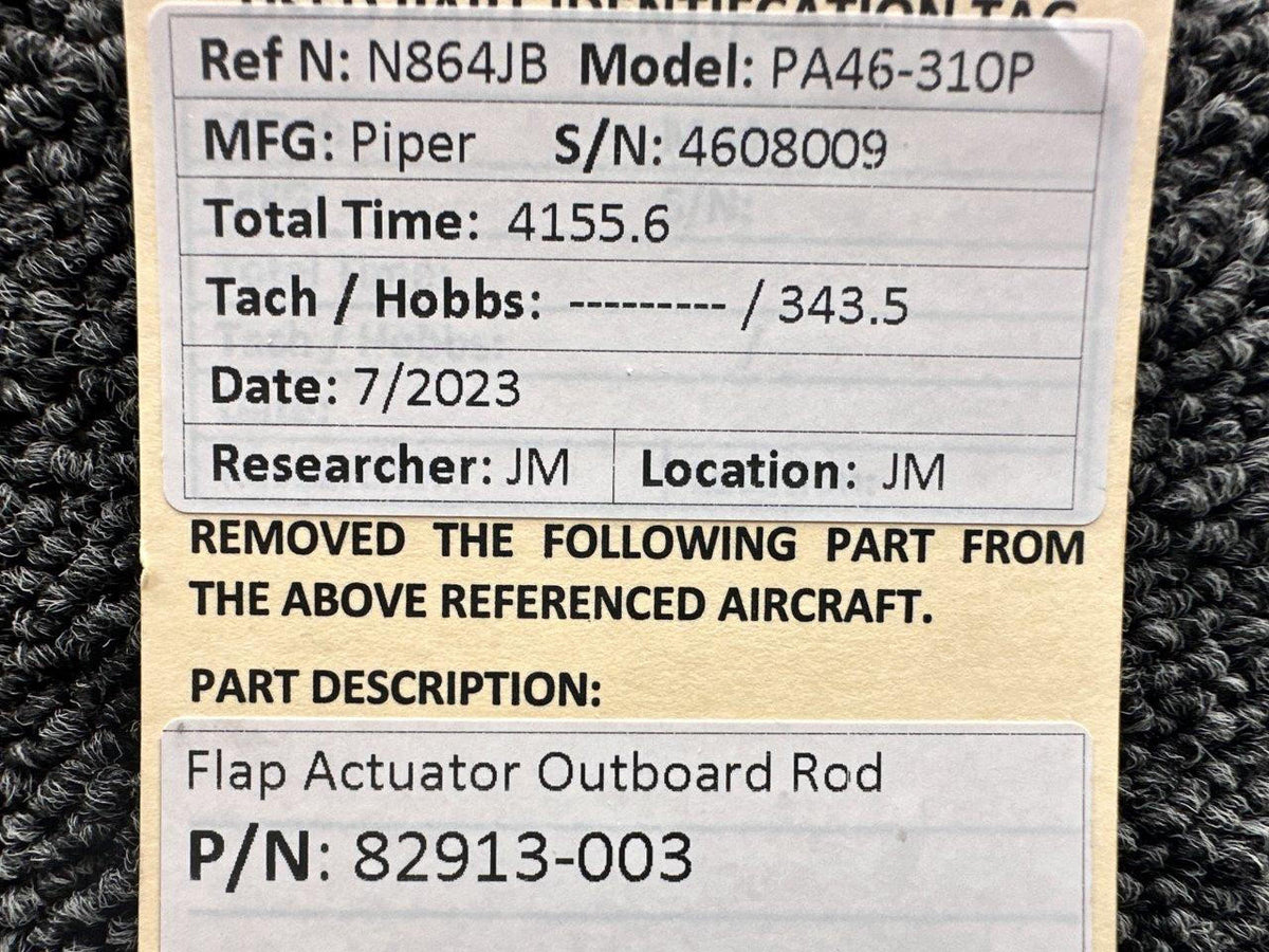 Piper Aircraft Parts 82913-003 Piper PA46-310P Flap Actuator Outboard Rod