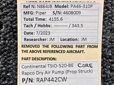 Rapco RAP442CW Continental TSIO-520-BE Rapco Dry Air Pump (Prop Struck) (Core)