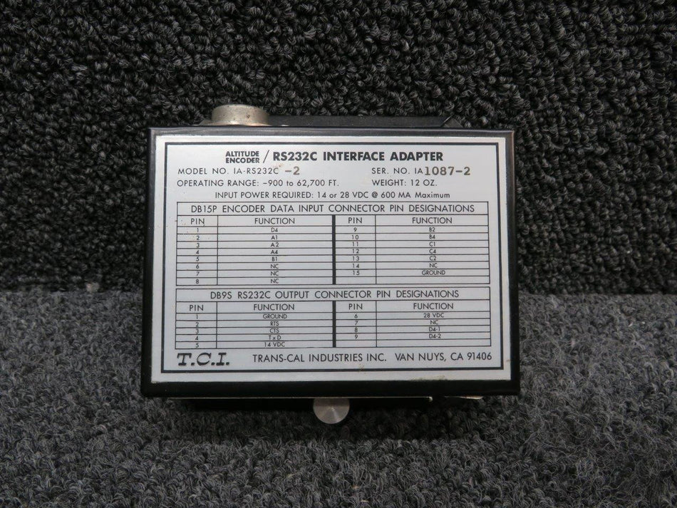 IA-RS232C-2 Trans-Cal Altitude Encoder-Interface Adapter (Volts: 14 or 28)
