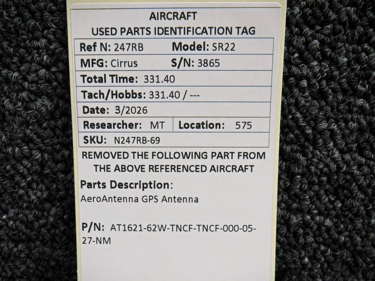 AT1621-62W-TNCF-TNCF-000-05-27-NM AeroAntenna GPS Antenna – BAS