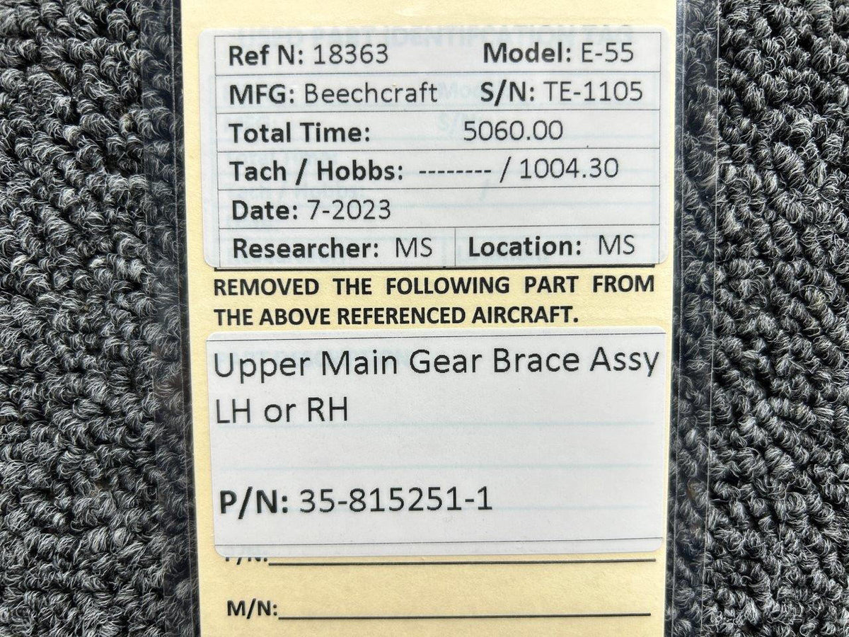 Beechcraft Parts 35-815251-1 Beechcraft E-55 Upper Main Gear Brace Assembly LH or RH