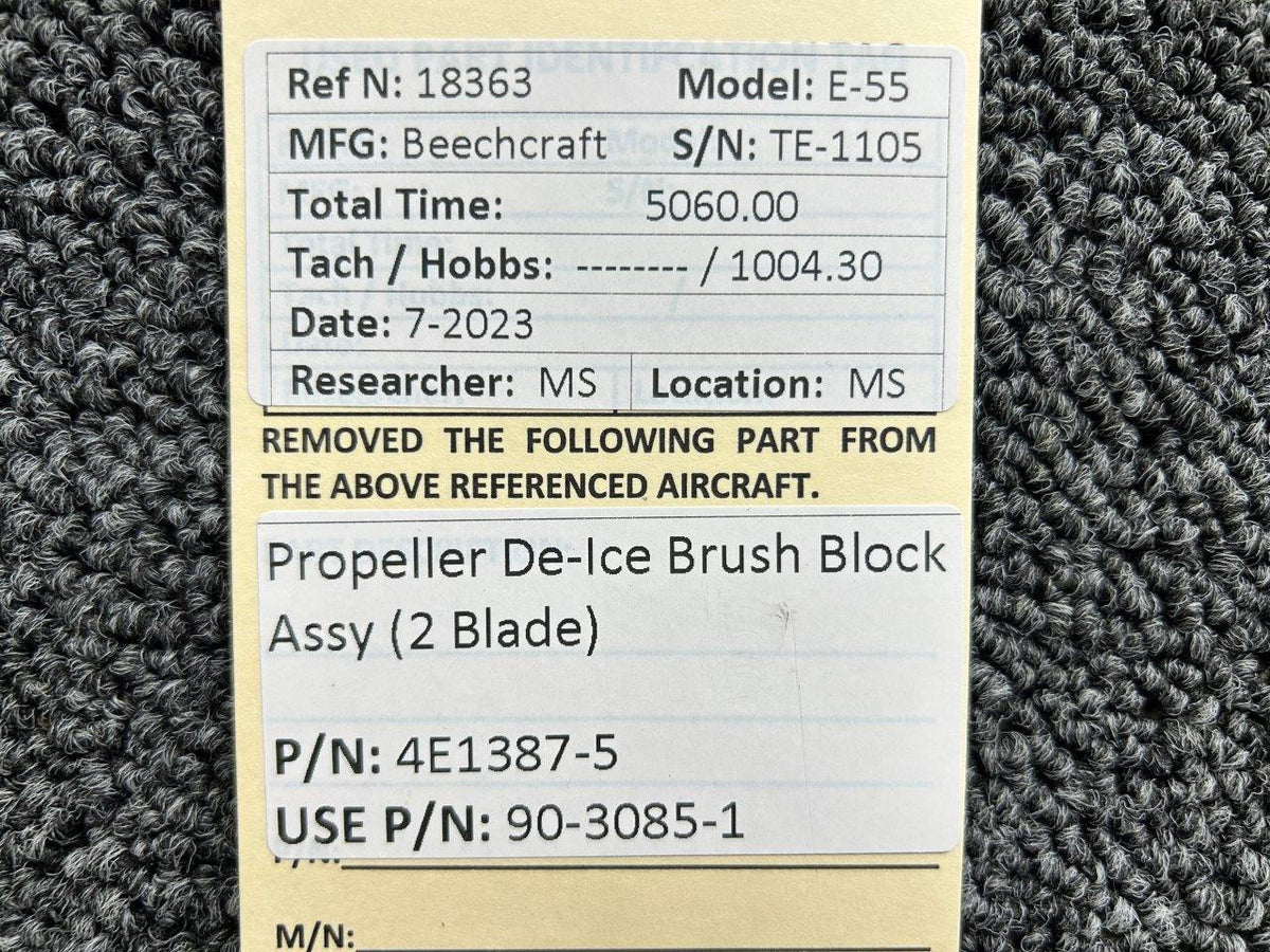 Beechcraft Parts 4E1387-5 (Use: 90-3085-1) Beech Propeller De-Ice Brush Block Assy (2 Blade)
