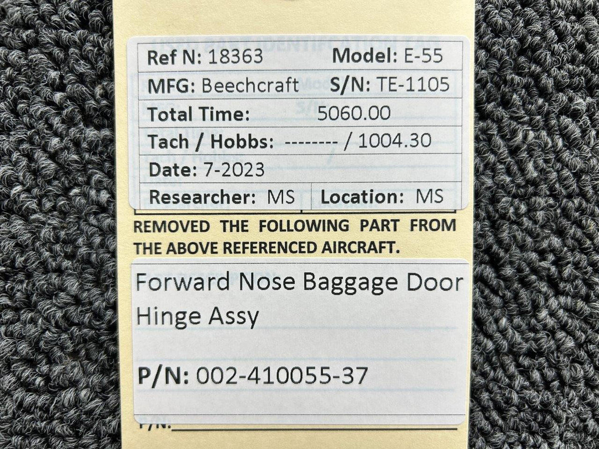 Beechcraft Parts 002-410055-37 Beechcraft E-55 Forward Nose Baggage Door Hinge Assembly