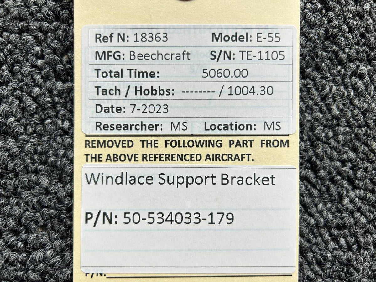 Beechcraft Parts 50-534033-179 Beechcraft E-55 Windlace Support Bracket
