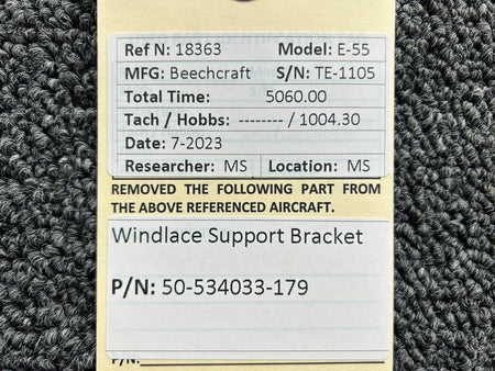 Beechcraft Parts 50-534033-179 Beechcraft E-55 Windlace Support Bracket