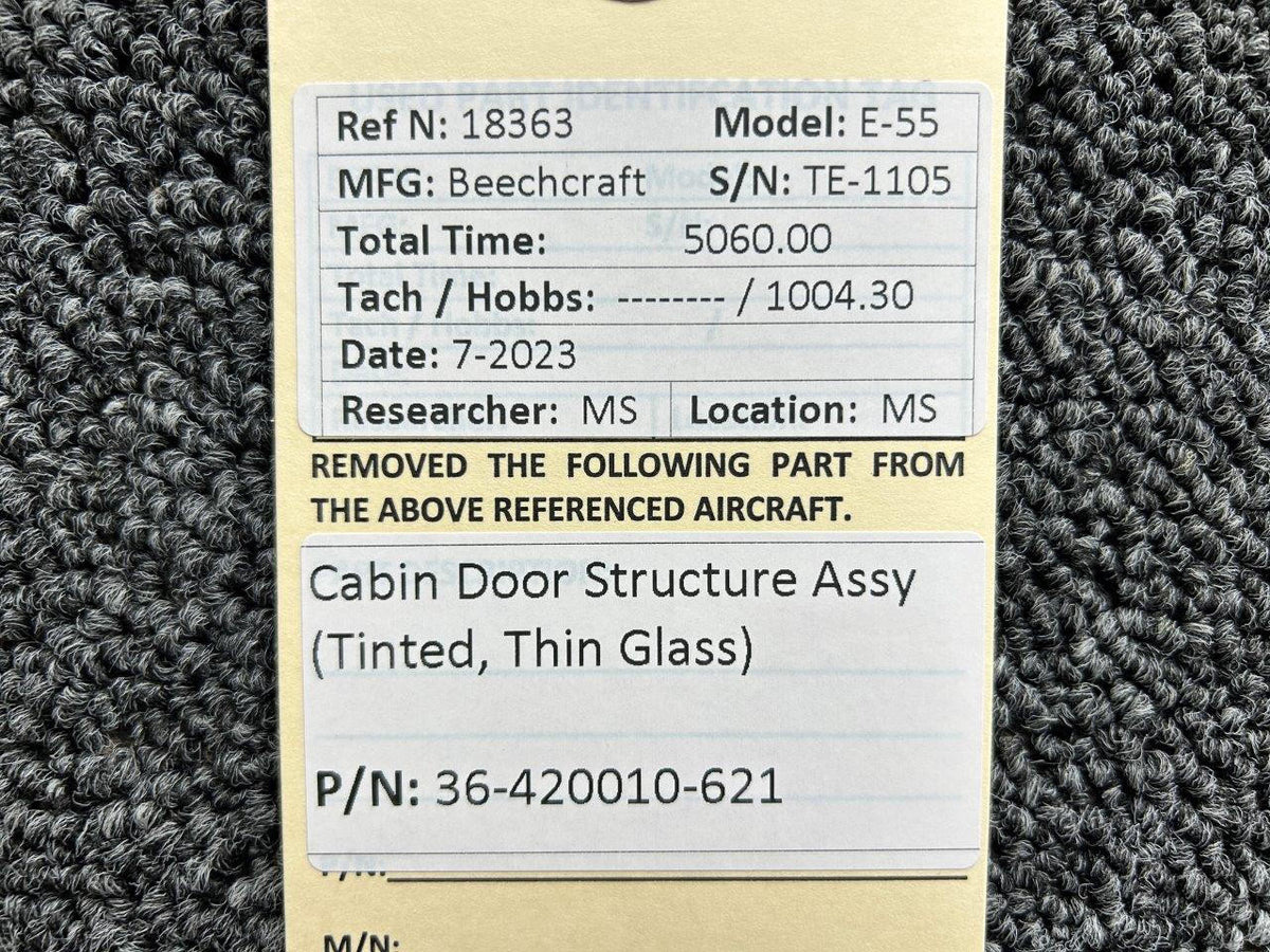 Beechcraft Parts 36-420010-621 Beechcraft E-55 Cabin Door Structure (Tinted Window)
