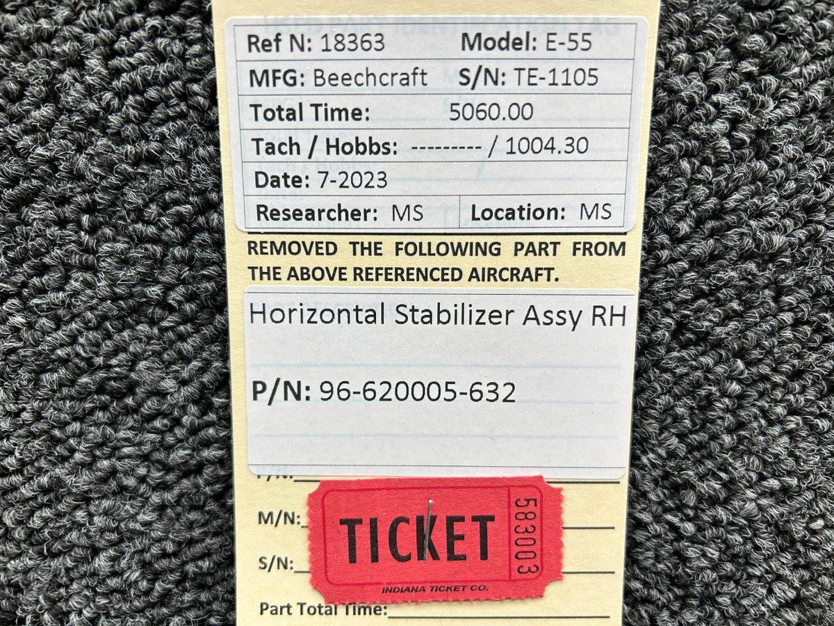 Beechcraft Parts 96-620005-632 Beechcraft E-55 Horizontal Stabilizer Assembly RH