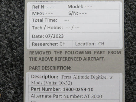 Terra Corp 1900-0259-10 Terra Altitude Digitizer with Modifications (Volts: 10-32)