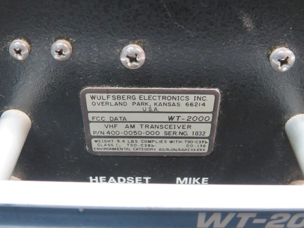 wulfsberg 400-0050-000 Wulfsberg WT-2000 VHF AM Transceiver