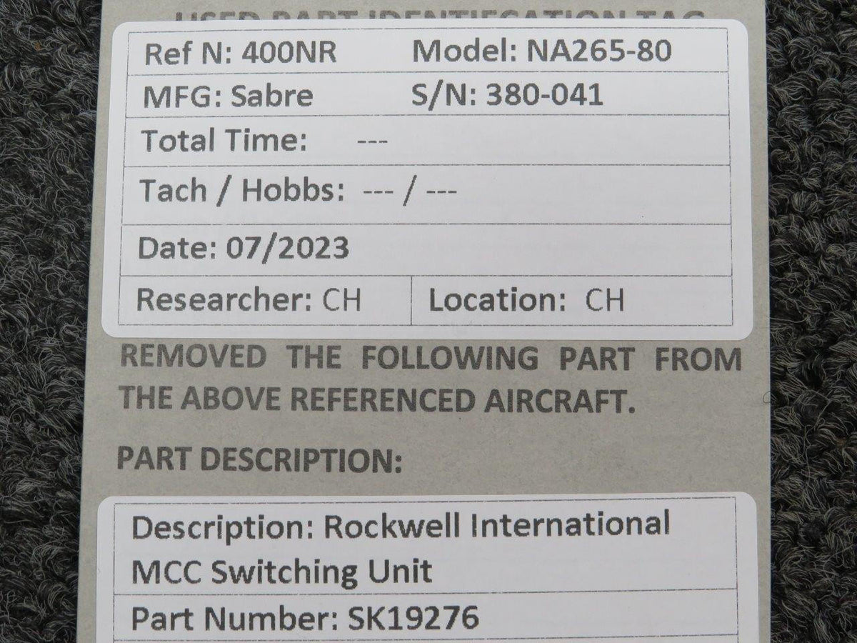 Rockwell SK19276 Rockwell International MCC Switching Unit