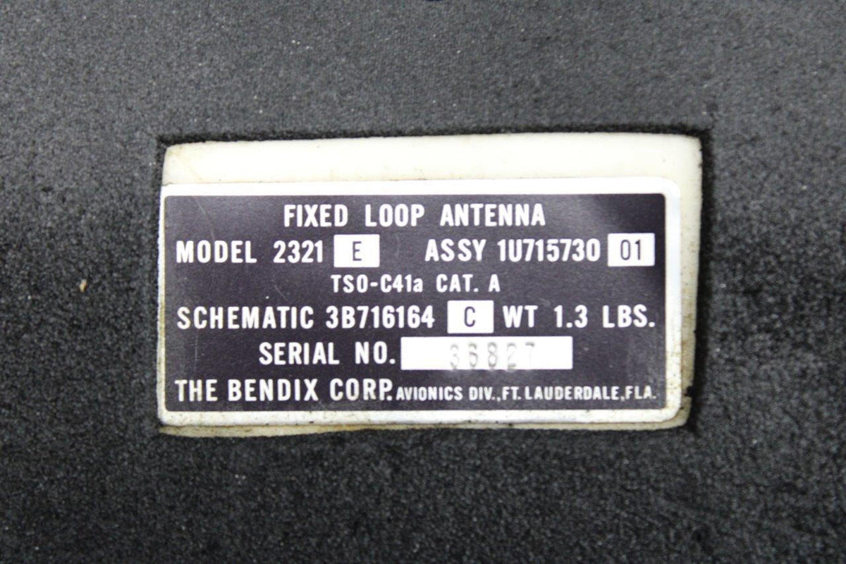 Bendix Airplane Parts & Equipment 1U715730-01 Bendix Corp 2321E Fixed Loop Antenna