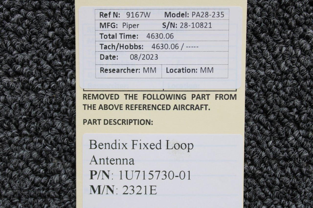 Bendix Airplane Parts & Equipment 1U715730-01 Bendix Corp 2321E Fixed Loop Antenna