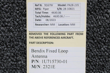 Bendix Airplane Parts & Equipment 1U715730-01 Bendix Corp 2321E Fixed Loop Antenna
