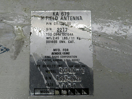 Bendix King 071-1290-00 (Alt: 107460-02) Bendix King KA-679 H-Field Antenna with Mods