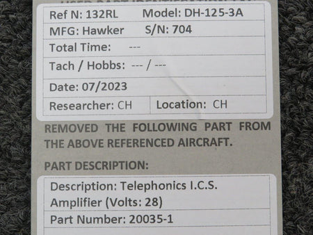 Telephonics 20035-1 Telephonics I.C.S. Amplifier (Volts: 28)