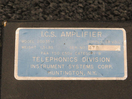 Telephonics 20035-1 Telephonics I.C.S. Amplifier (Volts: 28)