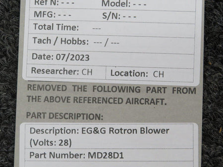 EG&G MD28D1 EG&G Rotron Blower (Volts: 28)