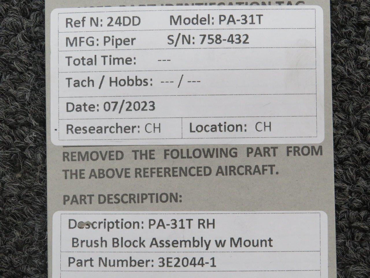 Piper Aircraft Parts 3E2044-1 Piper PA-31T Brush Block Assembly w Mount RH