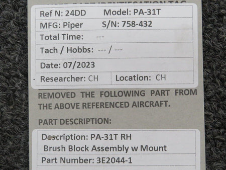 Piper Aircraft Parts 3E2044-1 Piper PA-31T Brush Block Assembly w Mount RH