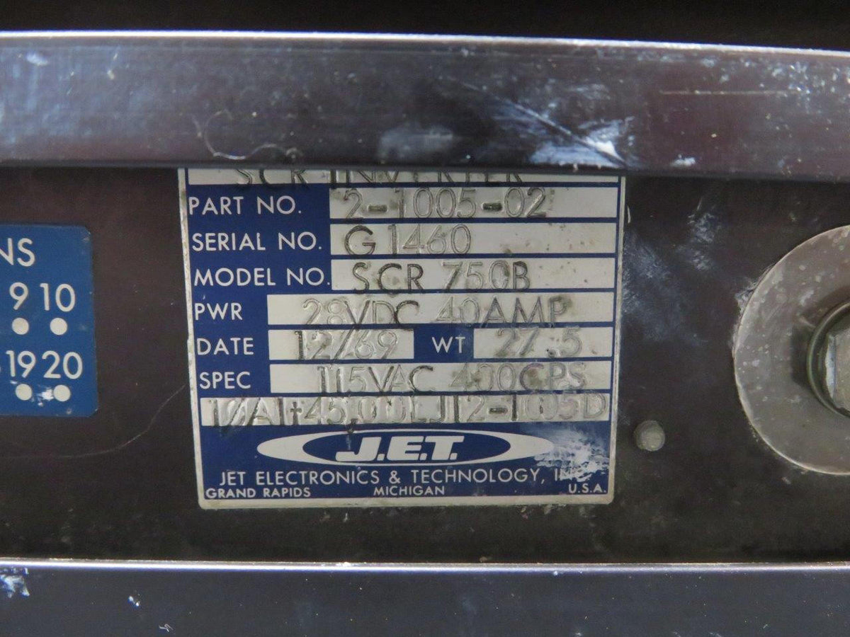 J.E.T 2-1005-02 J.E.T. SCR-750B Static Inverter with Modifications