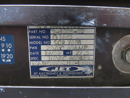J.E.T 2-1005-02 J.E.T. SCR-750B Static Inverter with Modifications