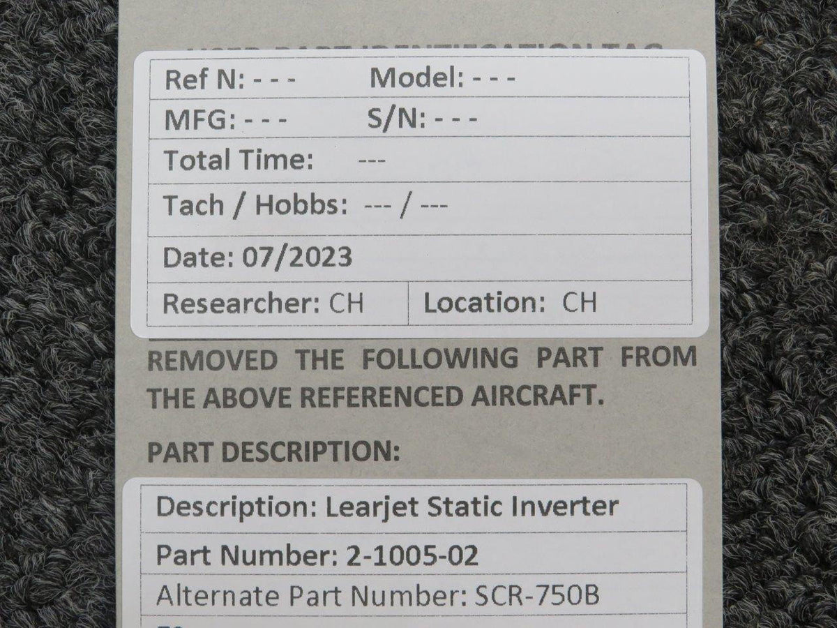 Learjet 2-1005-02 Learjet SCR-750B Static Inverter