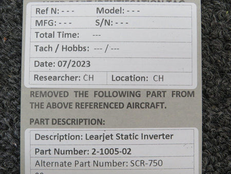 Learjet 2-1005-02 Learjet SCR-750 Static Inverter
