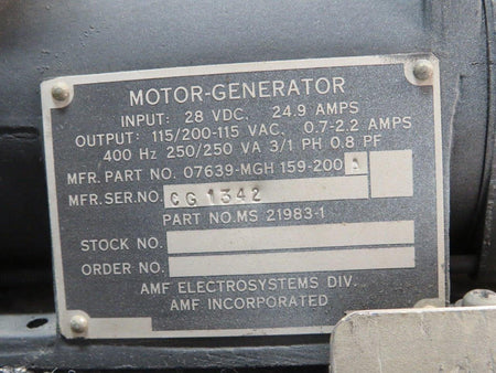 AMF 07639-MGH-159-200A AMF Electro Systems Motor Generator (Volts: 28)
