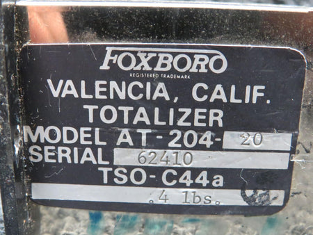 Foxboro AT-204-20 Foxboro Fuel Totalizer Indicator (Missing Glass)