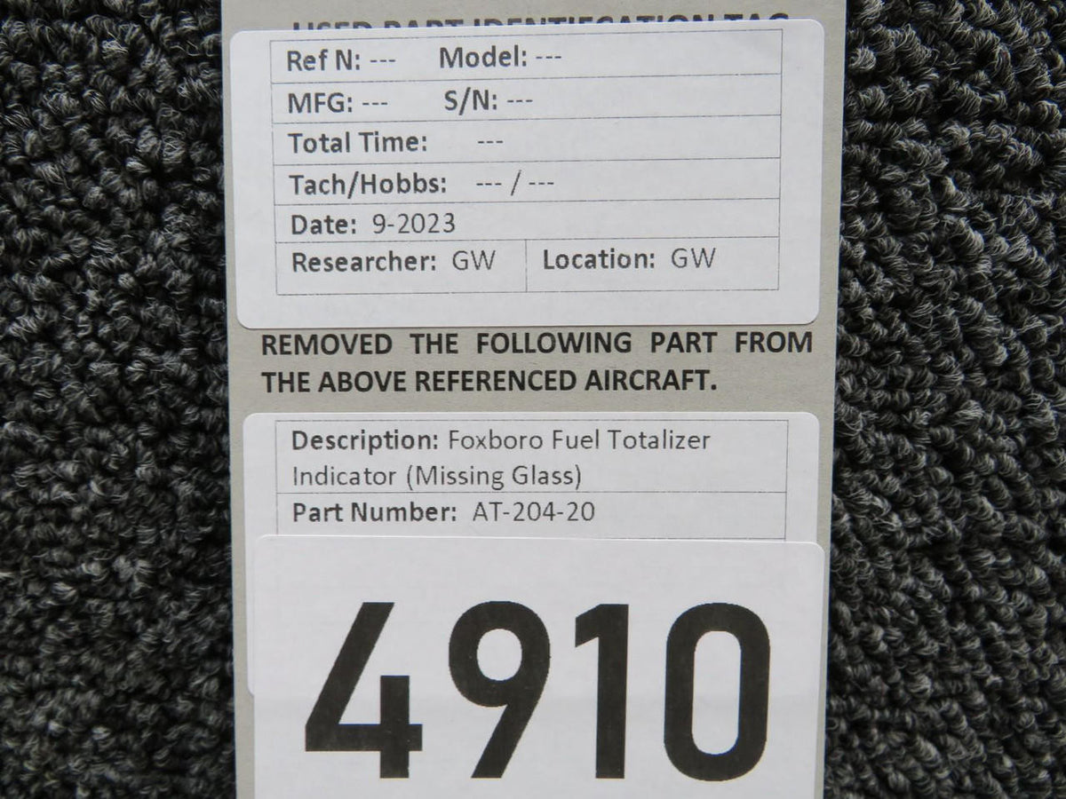 Foxboro AT-204-20 Foxboro Fuel Totalizer Indicator (Missing Glass)