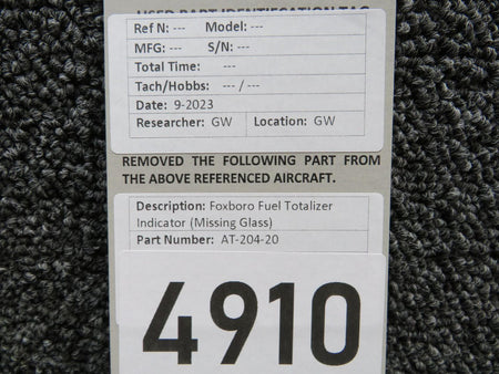 Foxboro AT-204-20 Foxboro Fuel Totalizer Indicator (Missing Glass)