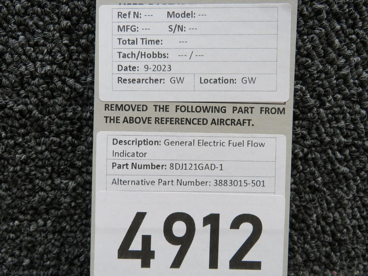 General Electric 8DJ121GAD-1 (Alt: 3883015-501) General Electric Fuel Flow Indicator