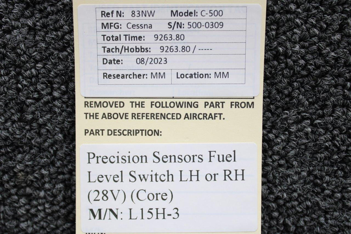 Precision Sensors L15H-3 Cessna 500 Precision Sensors Fuel Level Switch LH or RH (28V) (Core)