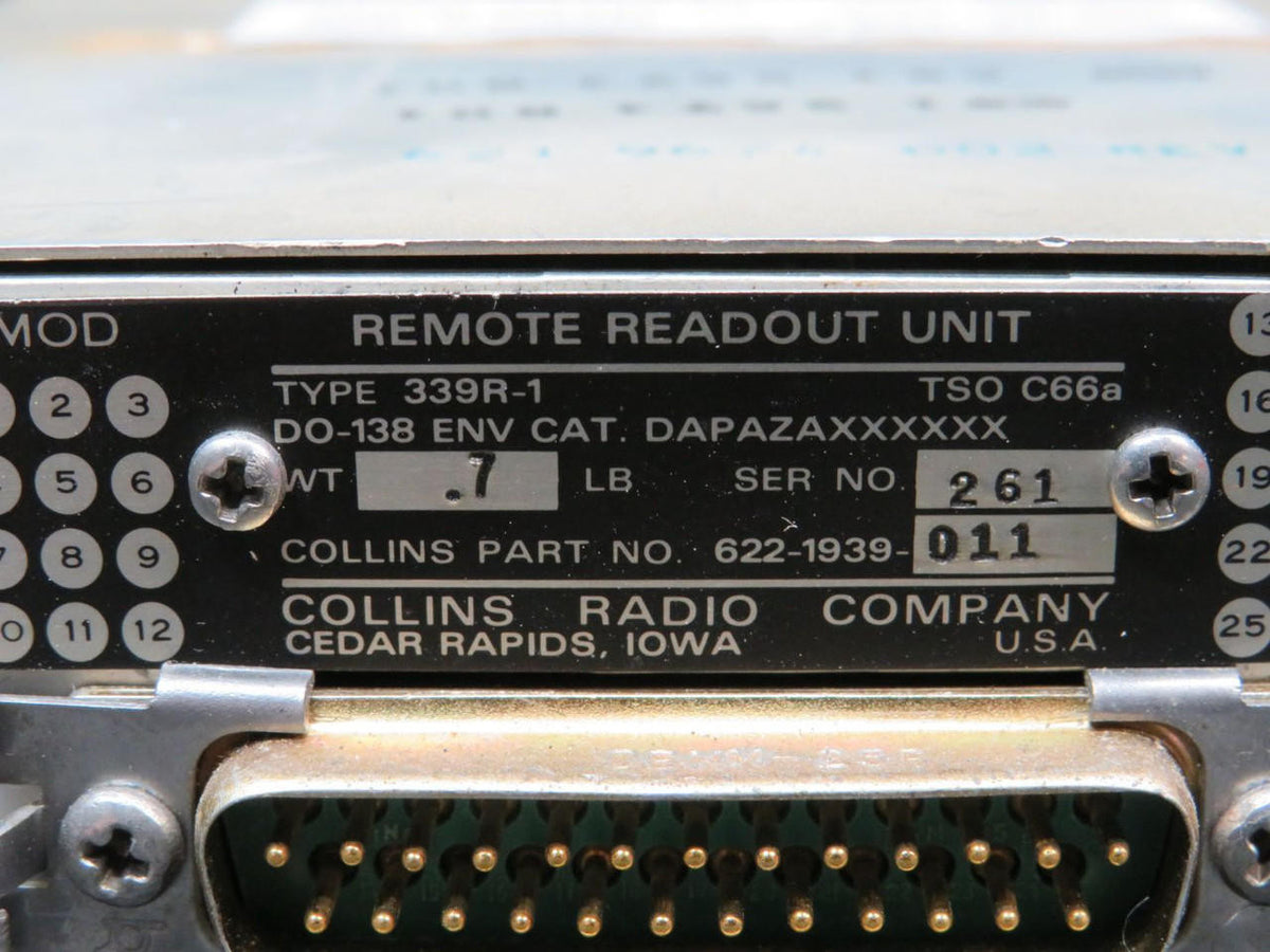 Collins 622-1939-011 Collins 339R-1 Remote Readout Unit