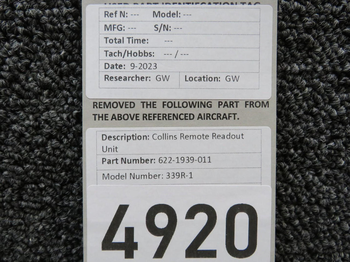 Collins 622-1939-011 Collins 339R-1 Remote Readout Unit