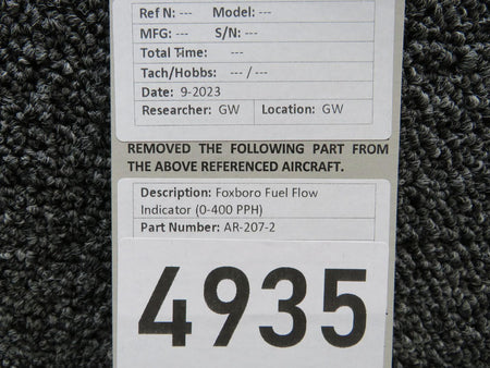 Foxboro AR-207-2 Foxboro Fuel Flow Indicator (0-400 PPH)