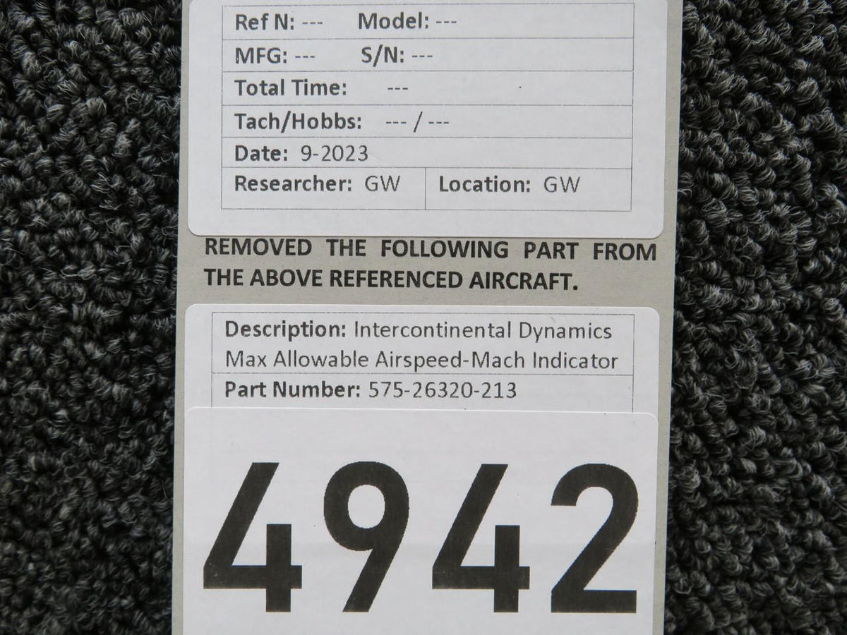 Intercontinental 575-26320-213 Intercontinental Dynamics Max Allowable Airspeed-Mach Indicator