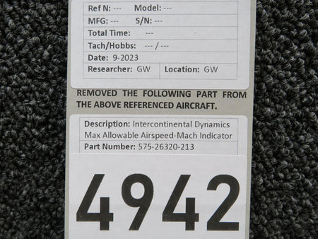 Intercontinental 575-26320-213 Intercontinental Dynamics Max Allowable Airspeed-Mach Indicator