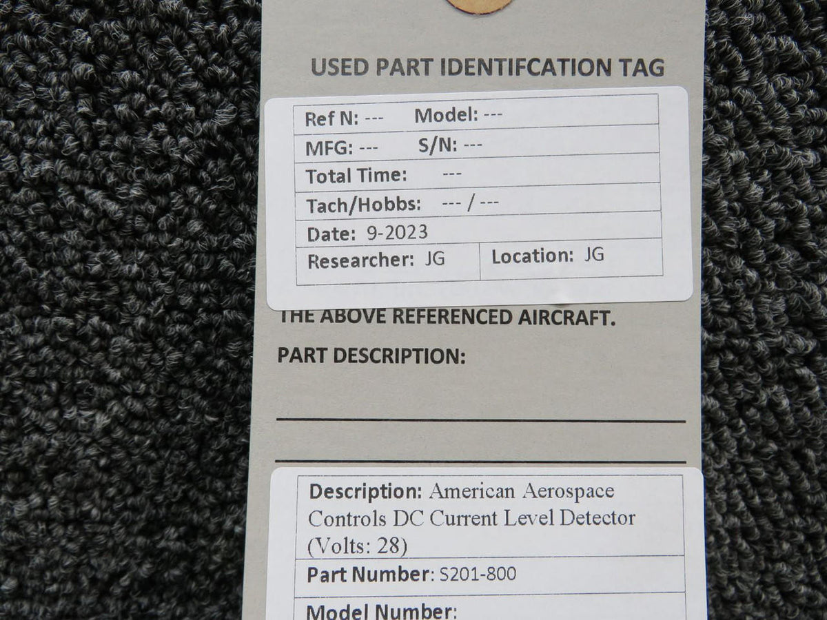 American Aerospace S201-800 American Aerospace Controls DC Current Level Detector (Volts: 28)