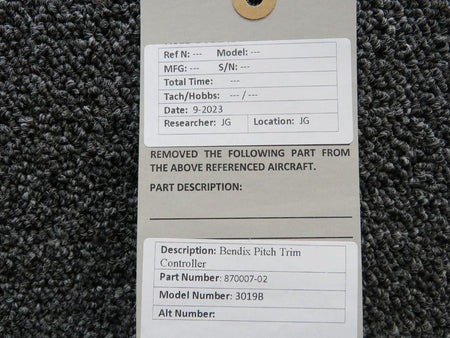 Bendix Airplane Parts & Equipment 870007-02 Bendix 3019B Pitch Trim Controller