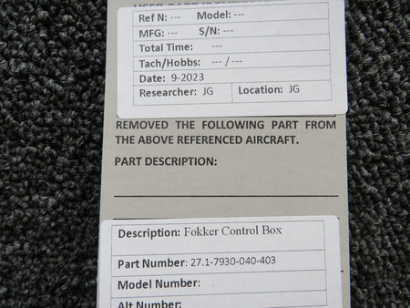 Fokker 27.1-7930-040-403 Fokker Control Box