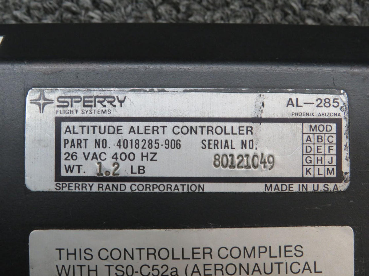 Sperry 4018285-906 Sperry AL-285 Altitude Alert Indicator (Volts:26)
