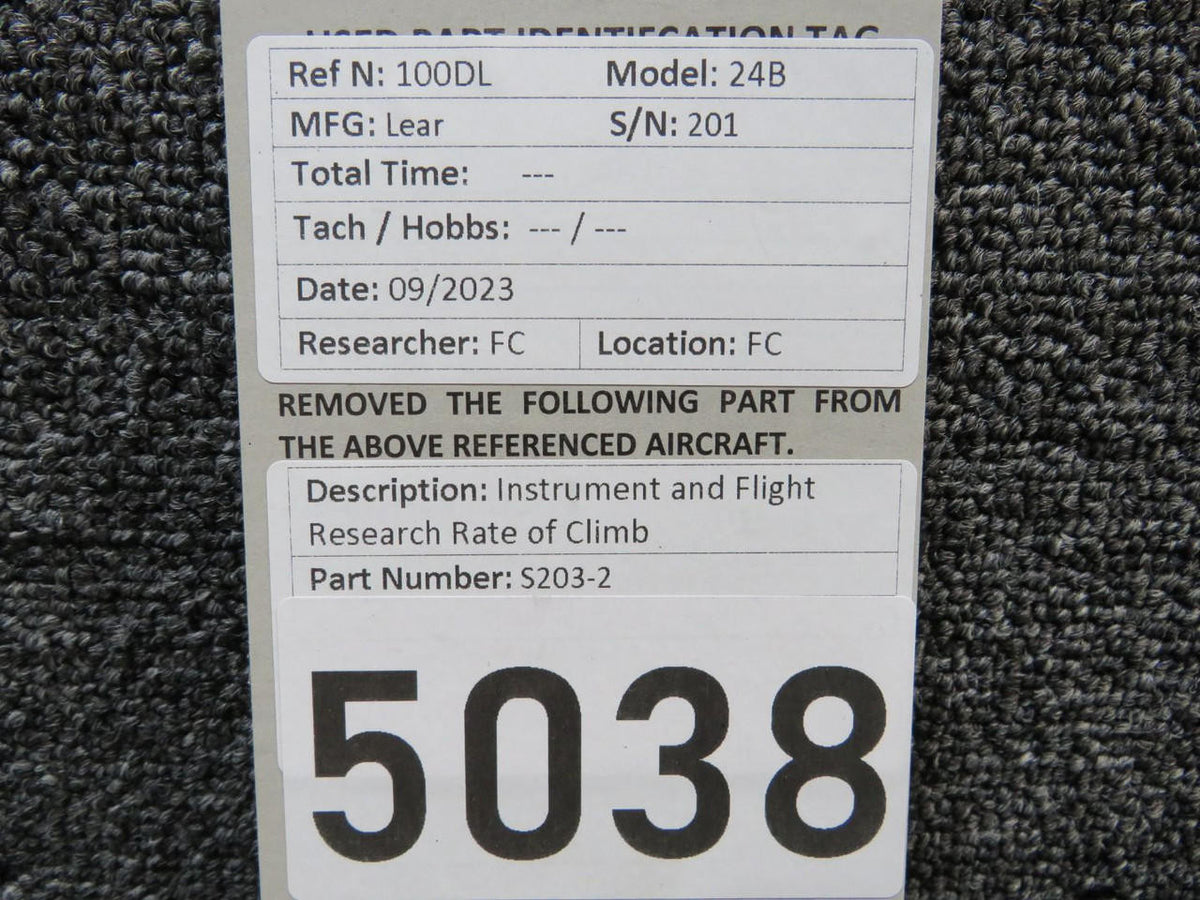 Instruments and Flight Research S203-2 Instrument and Flight Research Rate of Climb Indicator
